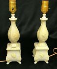 Vintage YELLOW Floral Porcelain Boudoir Small Table Lamps - Made in Japan
