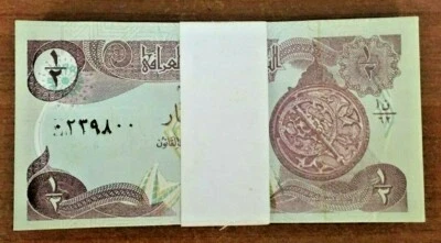 IRAQ 1/2 DINAR P-78 1993 BUNDLE EMERGENCY X 100 Pcs NOTE LOT ASTROLABE UNC IRAQI - Image 1 of 3