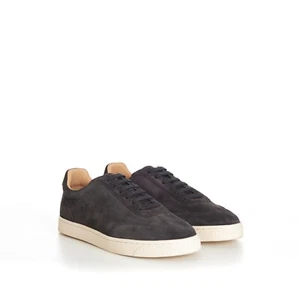 Sneakers basse BRUNELLO CUCINELLI 1050$ grigio antracite scamosciato punta tonda - Foto 1 di 10