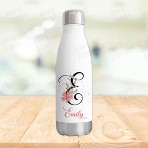 500ml Personalised Insulated Floral Initial Water Bottle Sport Gym Flask Gift - Picture 1 of 3