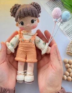 CROCHET PATTERN COPY CUTE DOLL WITH BALLOONS IN 4PLY YARN 374 - Picture 1 of 4