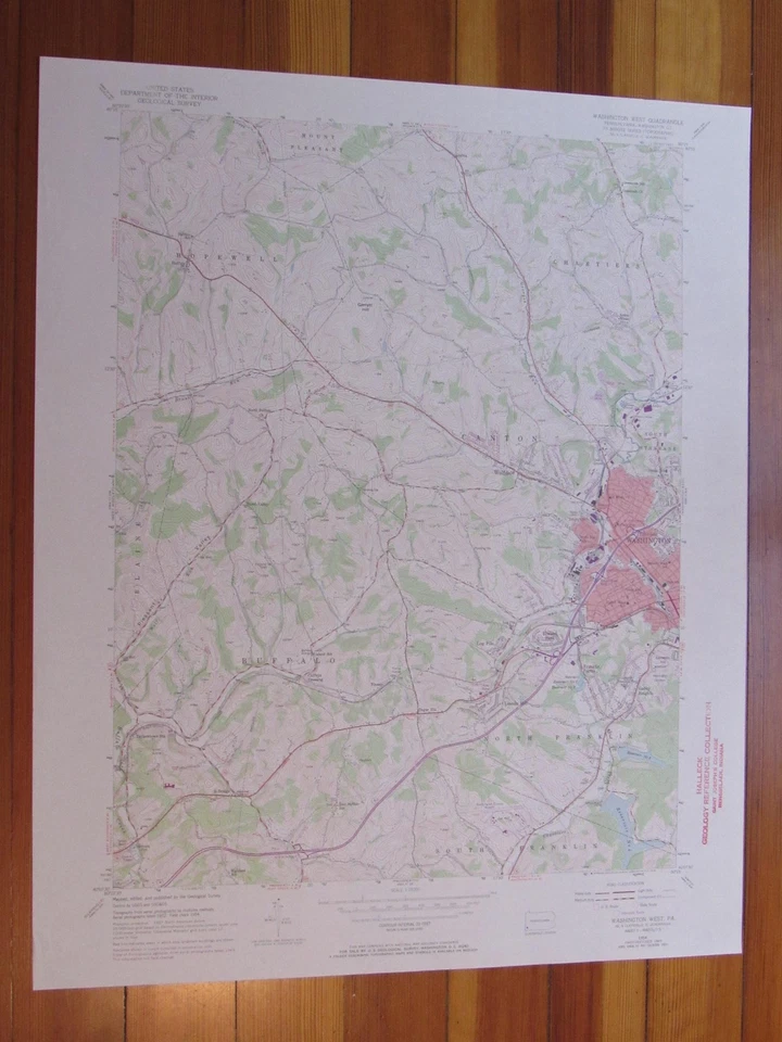 Mapa Topográfico USGS Washington West Pennsylvania 1970 Original Vintage Foto 1 de 1