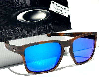 NEW Oakley SLIVER XL Matte Tortoise POLARIZED Galaxy Blue Mirror Sunglass 9341 - Image 1 of 4