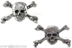 Skull & Crossbones Grille Ornament Auto Truck Car Hood Emblem Medallion Grillie - Picture 1 of 9