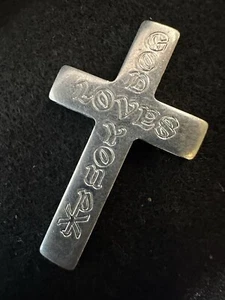 GOD LOVES YOU CROSS SILVER TONE (418) - Picture 1 of 11