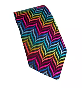 VAN BUCK ENGLAND, WOW!! VIVID BLACK & MULTICOLOR 'WAVY CHEVRON' TIE, FREEPOST - Picture 1 of 5