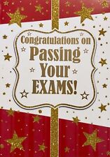 Congratulations on passing your exams! greetings card, stars theme, brand new