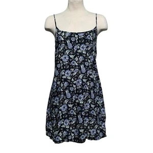 Vintage 90er Energie Damen Medium Minikleid Blau Blumen Grunge Punk Rock Chic - Bild 1 von 7