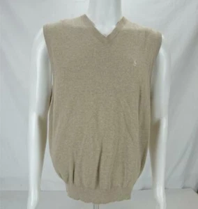 Polo Golf Ralph Lauren Cotton V-Neck Sweater Vest Beige Men's Large - Picture 1 of 6