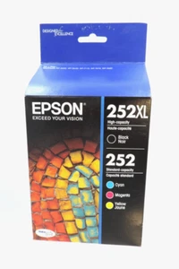 EPSON 252XL Black + 252 CMY Multi-Pack Genuine Ink Cartridges / Exp 2019 - Picture 1 of 3