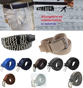 cintura elastica uomo cinta stretch intrecciata corda regolabile casual 140 150 - Foto 1 di 7