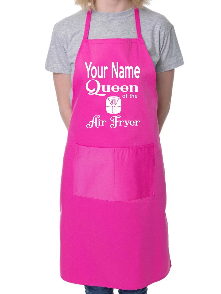 PRINTSHOP2000 Personalised Apron Queen Of The Air Fryer Add Your Name Funny BBQ Baking