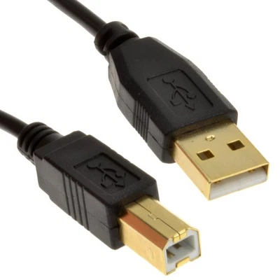 GOLD USB 2.0 High Speed Cable Printer Lead A to B Plug 24AWG 25cm/50cm/1m/2m/3m - Image 1 of 4