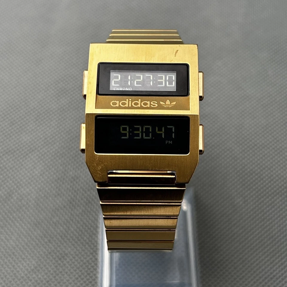 Adidas Gold Digital Watch Archive_M3 Backlight New Battery Stainless Steel RARE - Image 1 of 4
