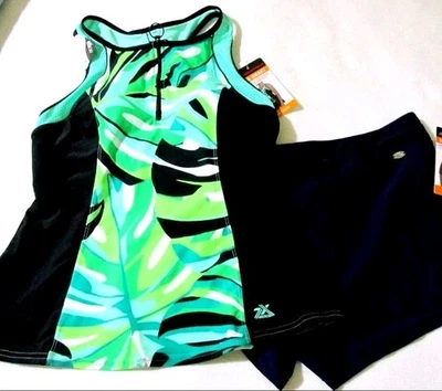 2 Piece ZeroXposur Tankini Top & Swim Shorts With Bikini Briefs sz M(10) NWT - Imagem 1 de 4
