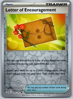 Letter of Encouragement Reverse Holo Uncommon SV03: Obsidian Flames 189/197 NM - Image 1 of 2