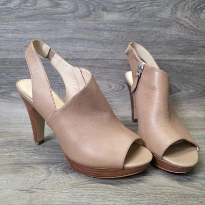 Tacones Franco Sarto para mujer 6,5 M cuero desnudo punta abierta honda modernos apilados Foto 1 de 4