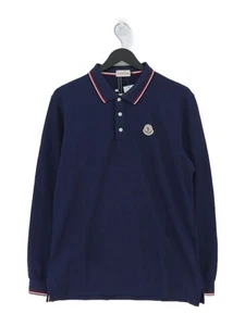 Moncler Men's Polo XL Blue Striped 100% Other Basic - Picture 1 of 6