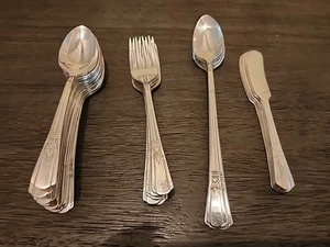 Vintage National Silver Co Silver Plate 27pc "Court" Art Deco Flatware - Picture 1 of 13