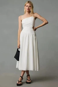 Moon River X Anthropologie Asymmetrical Cutout Dress Size S White One Shoulder - Picture 1 of 4