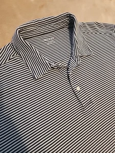 Untuckit mens polo shirt XL Blue stripe Cotton Spandex short sleeve - Picture 1 of 7