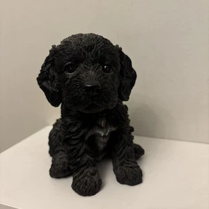 Figura estatua perro cachorro cacatúa negra resina Hotant 14 cm - Imagen 1 de 5