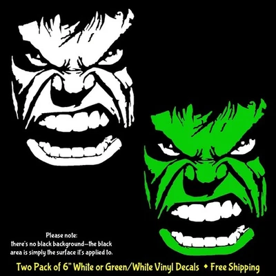 SIGNAGE CAFE Incredible Hulk Growl Stare Two Pack 6" Vinyl Decal Car Truck Window Tablet