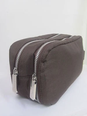 D&G DOLCE & GABBANA MEN'S BROWN TRAVEL TOILETRY SHAVE WASH BAG W/2 COMPARTMENTS!