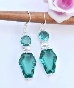 Tourmaline 925 Sterling Silver Gemstone Jewelry Unique Earring Size-2.10" - Picture 1 of 3