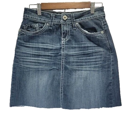 Falda vaquera hidráulica talla 3 para mujer junior azul dobladillo desgastado Foto 1 de 4