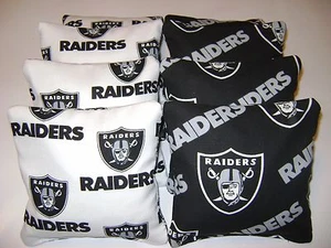 OAKLAND RAIDERS CORNHOLE BEAN BAGS SET OF 8 BAG TOSS GAME REGULATION - Picture 1 of 1