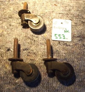 Beschlag, Nr. 553, 2/3 antike Möbelrollen, Messing, alt, - Bild 1 von 14