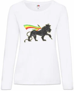 Lion Of Judah IV Damen Langarm T-Shirt Rasta Jah Reggae Jamaica Rastafari - Picture 1 of 1