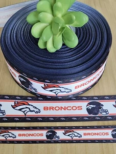 7/8 & 1.5" (1YD) Denver Broncos Football Grosgrain Ribbon Cheer Bow Lanyard - Picture 1 of 1