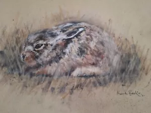 Lovely Original Pastel Painting Drawing Of A Leveret Young Hare By Kate Brooks - Picture 1 of 4