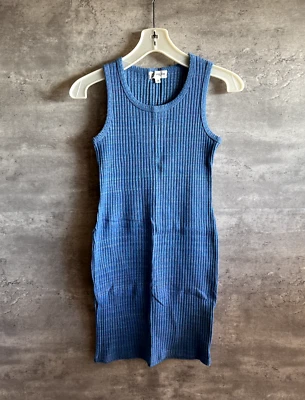 Vestido ceñido al cuerpo vintage Michel Klein Itokin azul tejido acanalado mezcla nailon talla 38 Foto 1 de 4