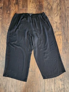Eileen Fisher Pants Women Size 3X Pull On Black Polyester Flowy  - Picture 1 of 8