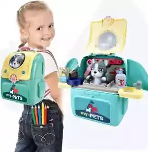 Juego de casa de juegos bolsa espacial para mascotas, desata creatividad con perro, para niños, azul rosa - Imagen 1 de 4