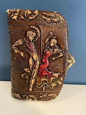 Bolso sin asas monedero en relieve bailarines toreros españoles de cuero con herramientas de colección Foto 1 de 4