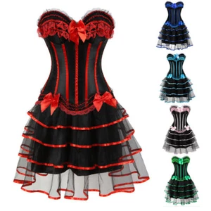 Burlesque Corset Skirt Basque Cincher Bustier Tutu Fancy Dress Costume 6-24 Sexy - Picture 1 of 16