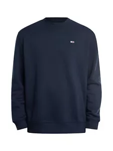 Tommy Jeans Round Neck Regular Fit Flag Fleece Sweatshirt Blue (Dark Night Navy) - Picture 1 of 5