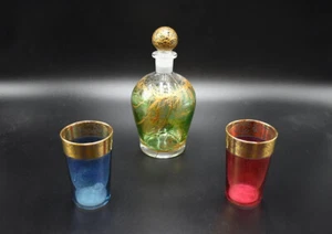 Likörflasche mit rotem und blauem Glas - selten & schön - Bild 1 von 11