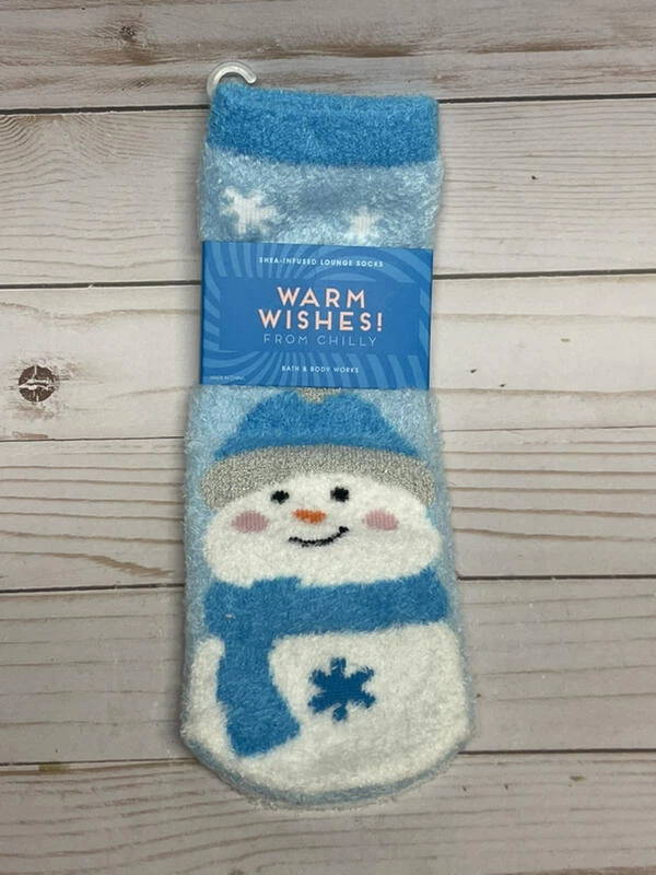 Calcetines de salón con infusión de karité muñeco de nieve frío Bath & Body Works Foto 1 de 1