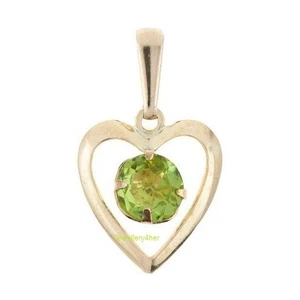 9ct Real Gold Round Peridot Pendant Open Heart Charm Mothers Mum Bday GIFT BOX - Picture 1 of 2