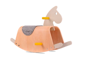 Schaukelpferd aus Holz  Holz-Schaukelpferd Schaukelpferd mit Filzsattel  - Bild 1 von 3
