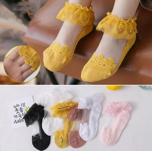 Kids Children baby Girls Summer Lace Frilly Ruffle Formal Dress short Socks - Picture 1 of 8