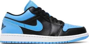 NEW Nike Air Jordan 1 Low Black/Black University Blue 553558041 Mens US Size 8.5 - Picture 1 of 8