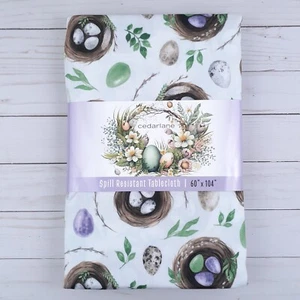 Fabric Tablecloth Spring Easter Bird Nest Eggs 60x104 Spill Resistant - Picture 1 of 2