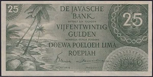 Netherlands Indies 25 gulden 1946 Federal series, EF, Pick 91 - Picture 1 of 2