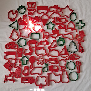 LOT 60 VARIETY COOKIE CUTTERS Plastic Halloween Christmas Sports Shapes Animal